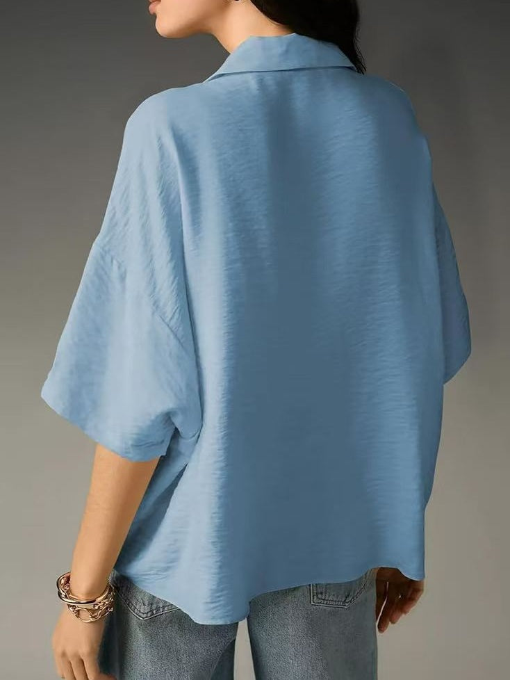 Short-sleeved Collared Casual Loose T-shirt