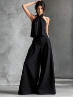 Loose Sleeveless Top And High-waisted Wide-leg Pants Two-piece Set
