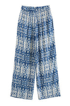 Drawstring Elastic Waist Wide Leg Printed Pants