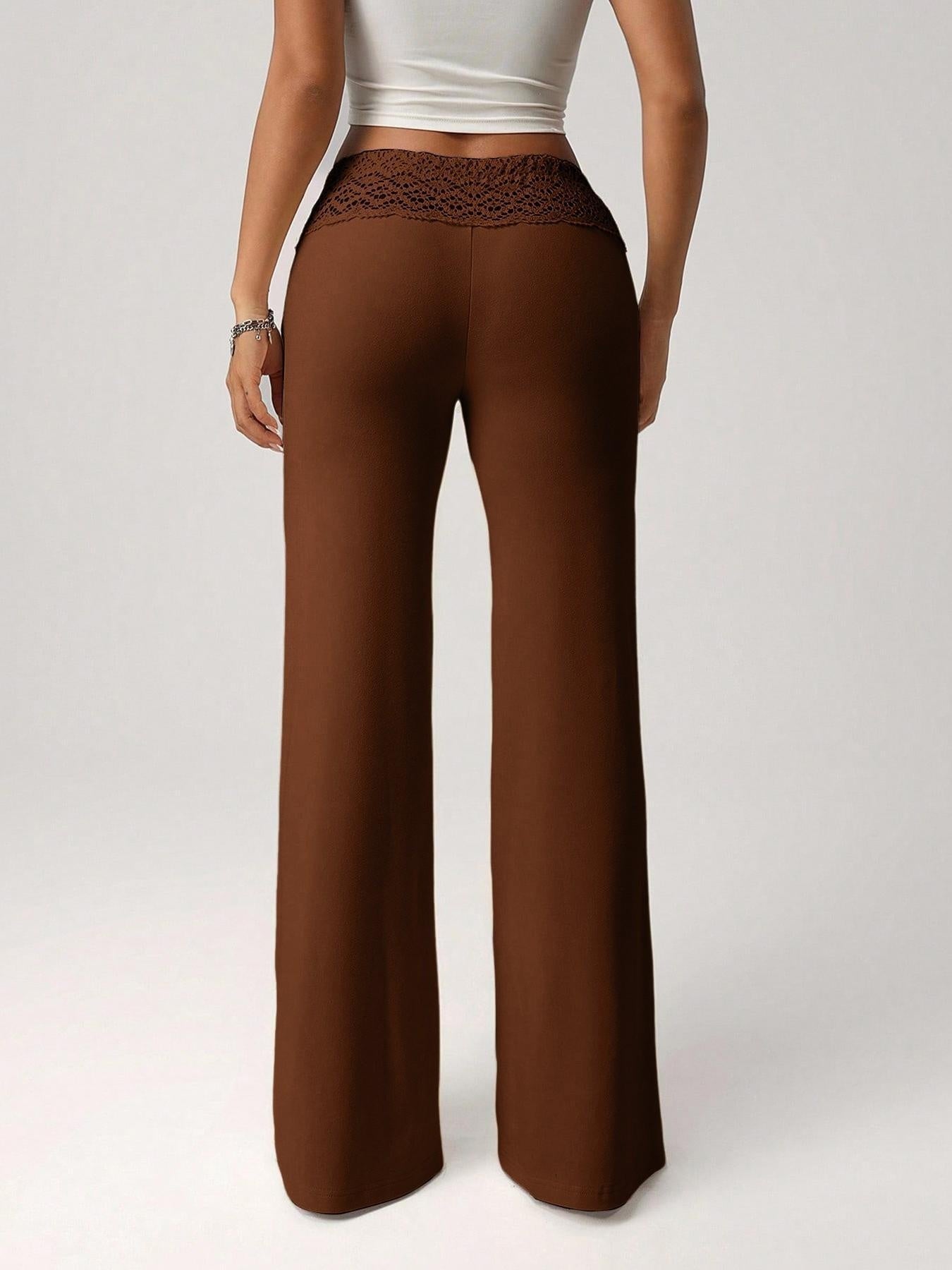 Lace-trimmed Casual Sexy Yoga Flared Pants