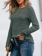 Pit Strip Loose Hollow Lace Stitching T-shirts
