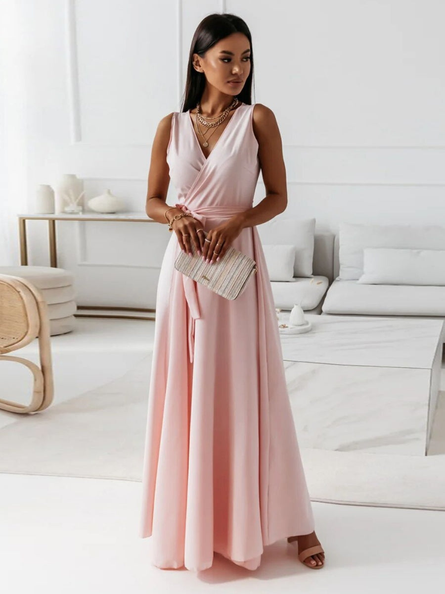 Lace Up V-neck Formal Dress Maxi Dresses