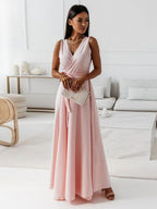 Lace Up V-neck Formal Dress Maxi Dresses