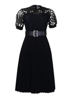 Short Sleeve Trim Lace Belts Mini&Short Dresses