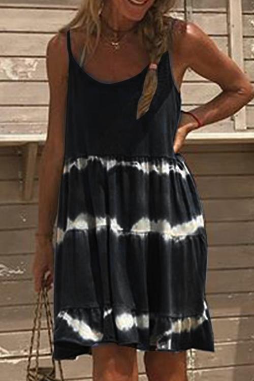 Fashion Style Tie Dye Cami Beach Dress