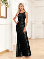 Sequins Rose Gold Fishtail Temperament Formal Dress Maxi Dresses