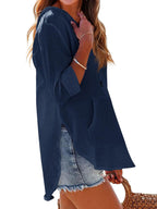 Long-sleeved V-neck Pocket Hoodie