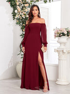 Grace Bandage Slit Formal Dress Chiffon Maxi Dresses