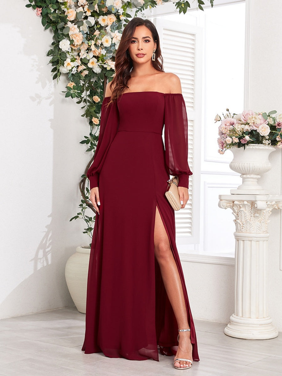 Grace Bandage Slit Formal Dress Chiffon Maxi Dresses
