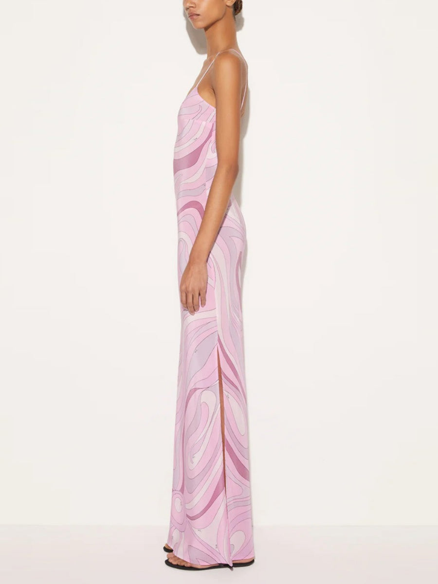 Printed Camisoles Sexy Slit Maxi Dresses