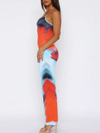 Liber Spring Women's Backless Abstract Maxi Dresses