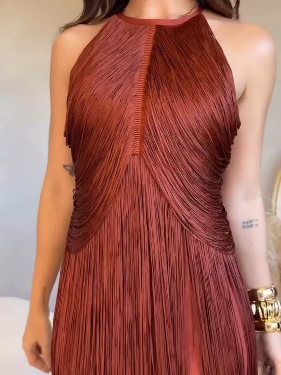 Halter Tassel Reunion Formal Dress Maxi Dresses