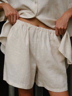 Pure Cotton Loose-fit Long-sleeved Shirt Loose Shorts Set 2-piece Sets