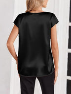 V-neck Satin Leisure Solid Color T-shirts