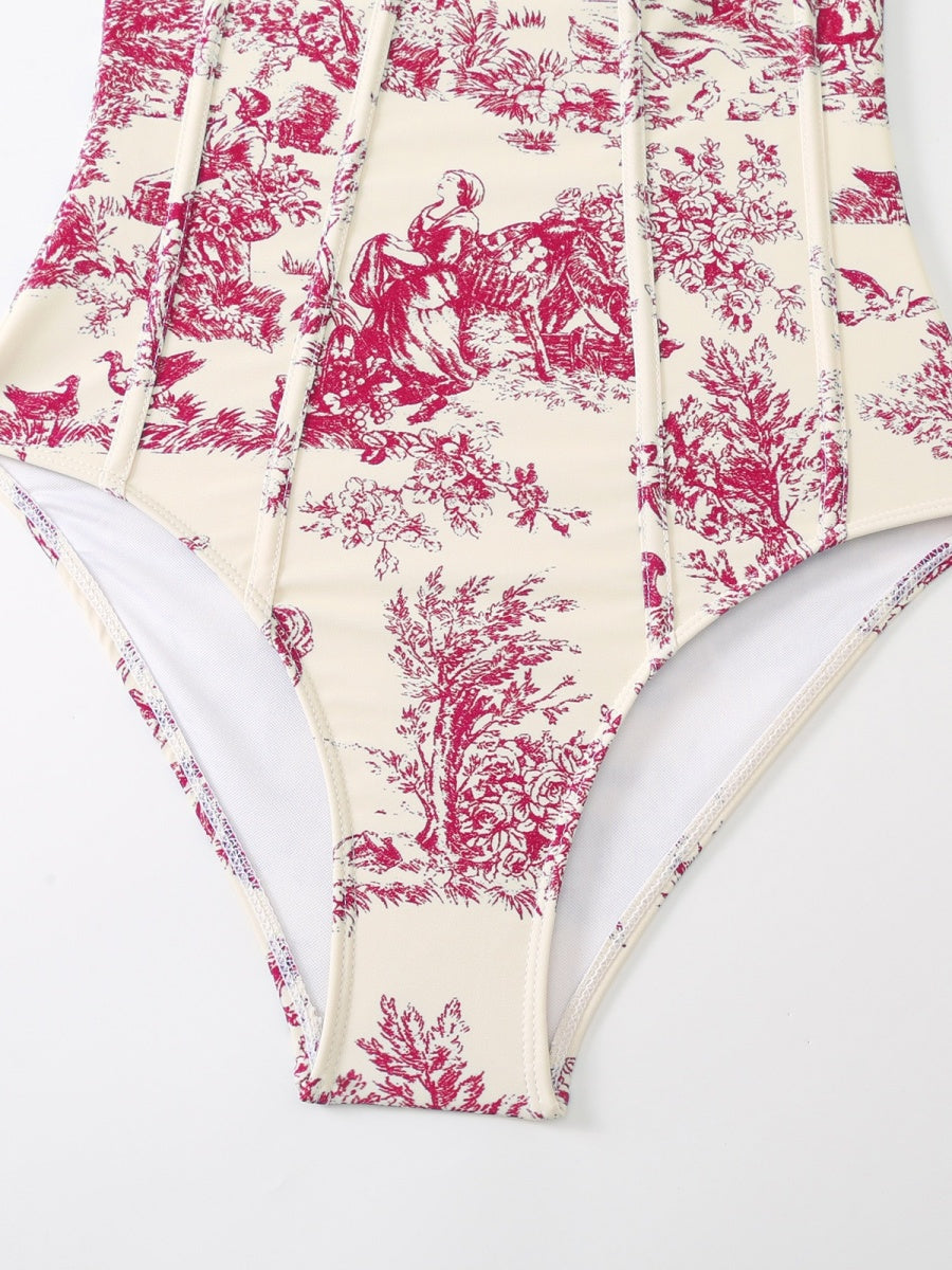 One-piece Swimsuit, Tight-fitting And Slimming, Retro-style Strappy