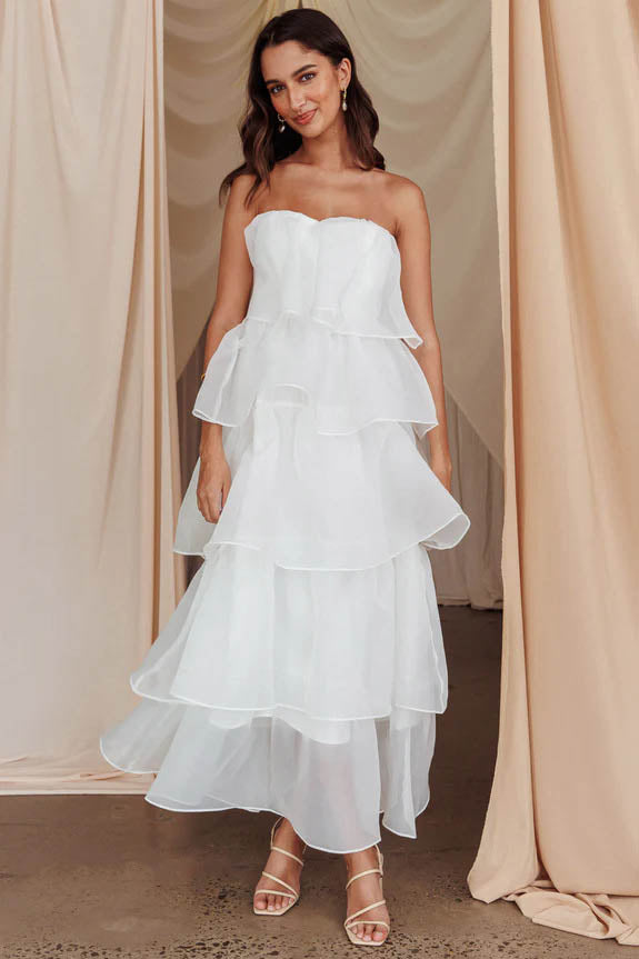 Estefanía Timeless Sunlit Ruffle Cascade Dress Elevated Occasion Wear
