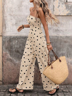 Retro Polka Dots High-waisted Wide-leg Pants Vacation Jumpsuits