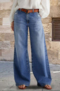 Distressed Wide Leg Casual Jeans