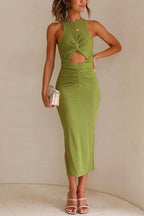 Twist Front Cut Out Side Split Bodycon Tank Dress
