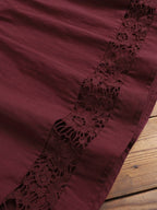 Tie-up Cotton And Linen Patchwork Lace Three-quarter Sleeve T-shirt