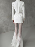 Mesh Stretch Bell-bottoms INS Loose Pants