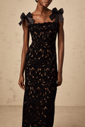 Eloise black floral embroidered maxi dress