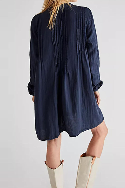 Long Sleeves Button Up Mini Shirt Dress