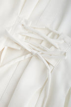 Pointed Collar Puff Sleeve Lace-Up Corset Waist Shirt Mini Dress
