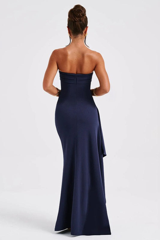 Strapless High Slit Maxi Dress