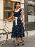 Polka Dot Midi Vintage Dress Belted Hepburn Style Summer Co-ord Set For Women 2026
