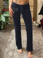 Vintage Print Straight Leg Pants