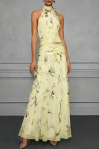 Aria Ruched Halter Floral Dress