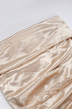 Satin Off Shoulder Slit Silk Dress