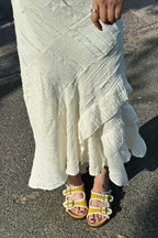 Candy Color Embroidery Platform Sandals