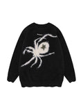 Contrast Color Spider Jacquard Sweater