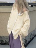Solid Loose Breasted Knit Cardigan