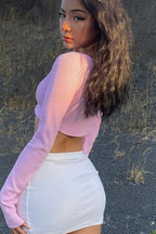 Pink Ribbed Knit Crop Top