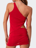One Shoulder Lace-up Asymmetry Tank Top