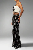 Polka Dot Slim Midi Skirt