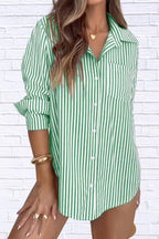 Striped Button-Down Shirt | Classic Women__ Long Sleeve