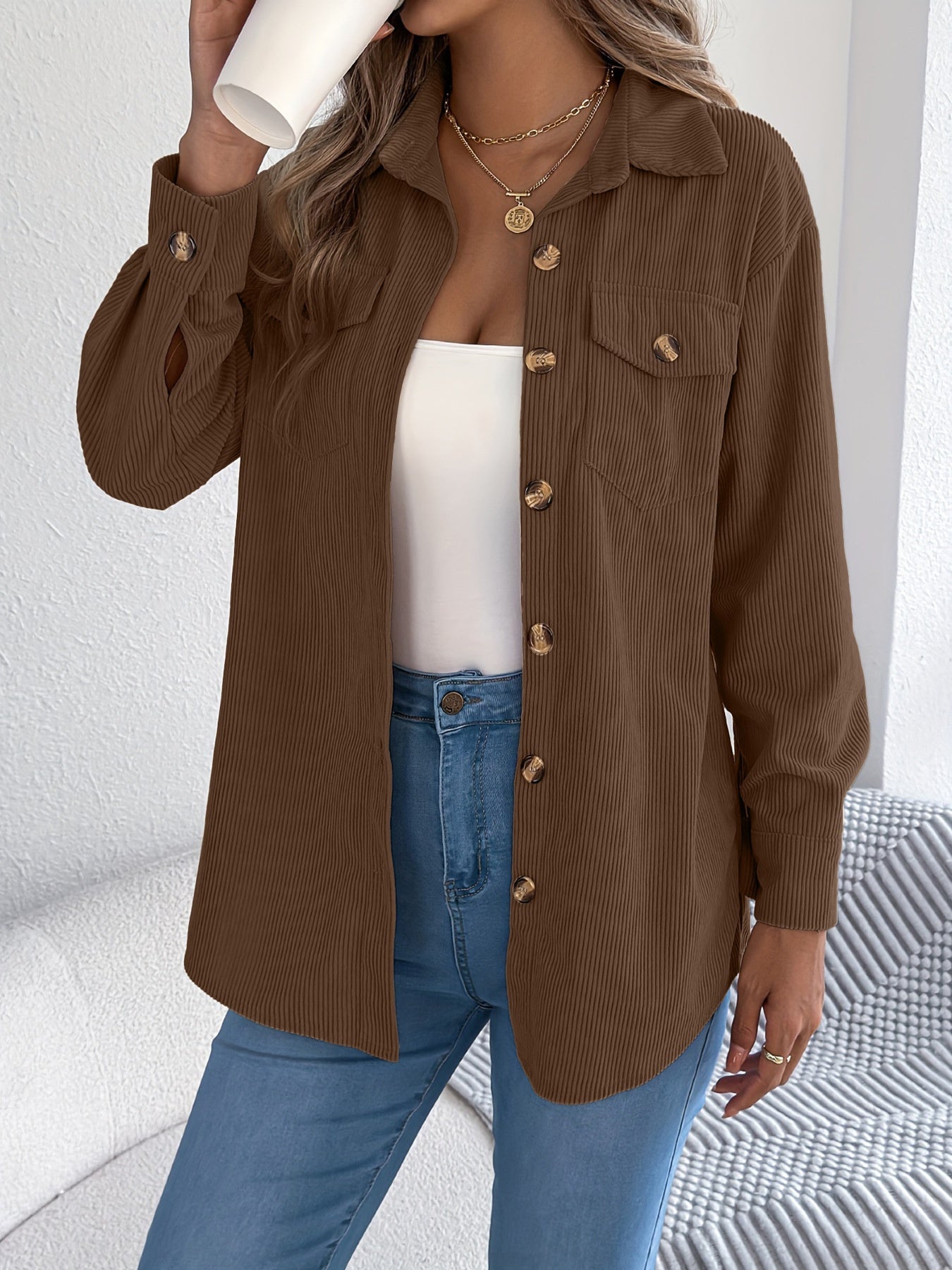 Loose-fitting Solid Color Women's Casual Shirt
