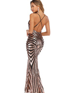 Sexy V-neck Camisoles Retro Sequins Dinner Maxi Dresses