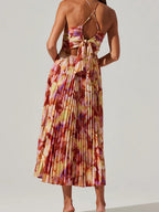V-neck Camisoles Backless Graffiti Maxi Dresses