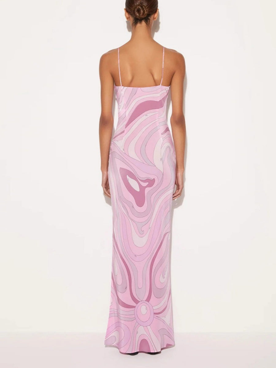 Printed Camisoles Sexy Slit Maxi Dresses