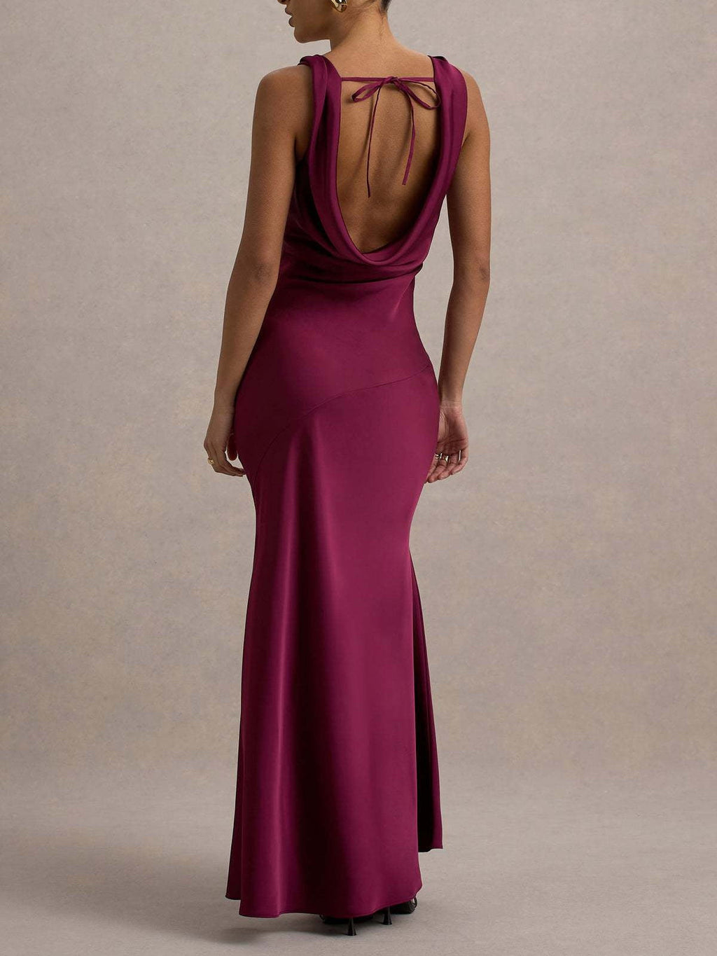 Satin Fitted Bodycon Fishtail Backless Sexy Zipper Maxi Dresses