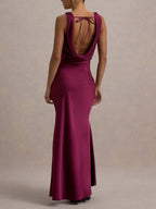 Satin Fitted Bodycon Fishtail Backless Sexy Zipper Maxi Dresses