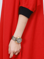Women Spring Vintage Solid Color Knitted Short-Sleeved Midi Dress