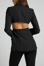 Lapel Button Down Back Cut Out Blazer