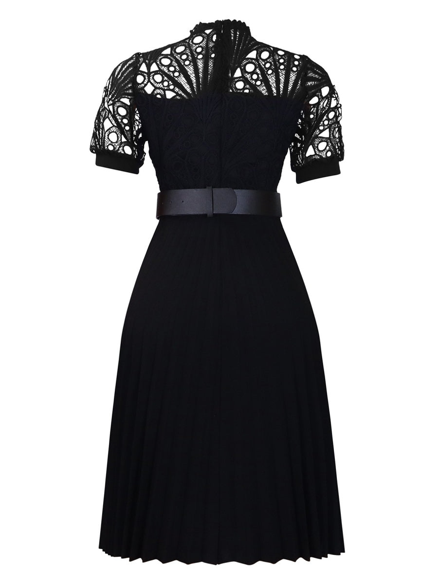 Short Sleeve Trim Lace Belts Mini&Short Dresses