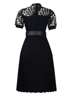 Short Sleeve Trim Lace Belts Mini&Short Dresses